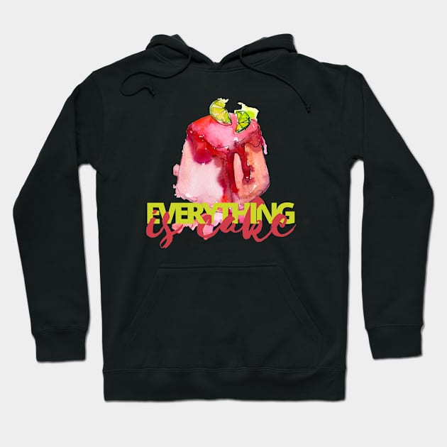 Everything is Cake, Lime Green and Pink Hoodie by countrysideflowerwalls